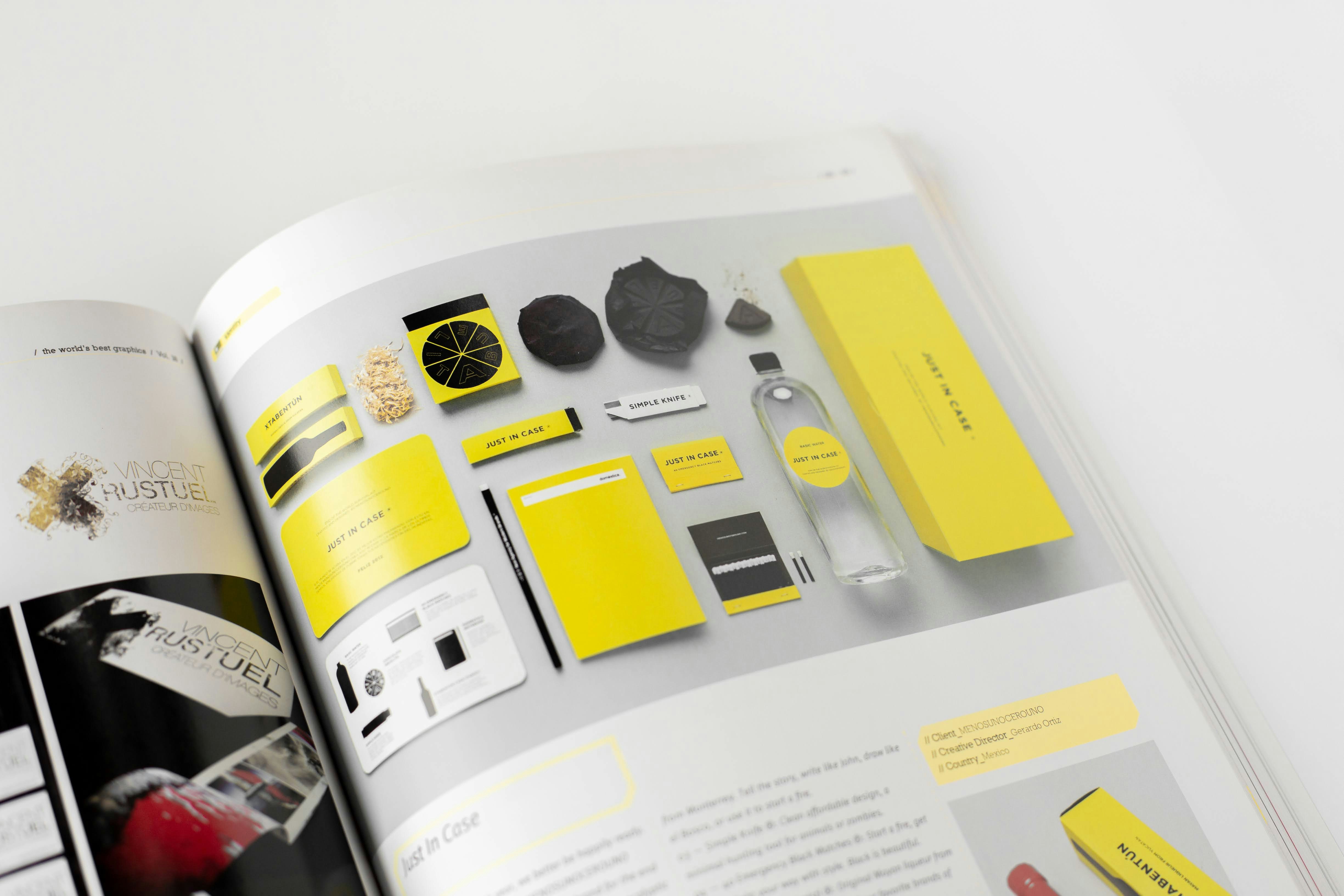 Editorial design for packaging products ad published in print magazine